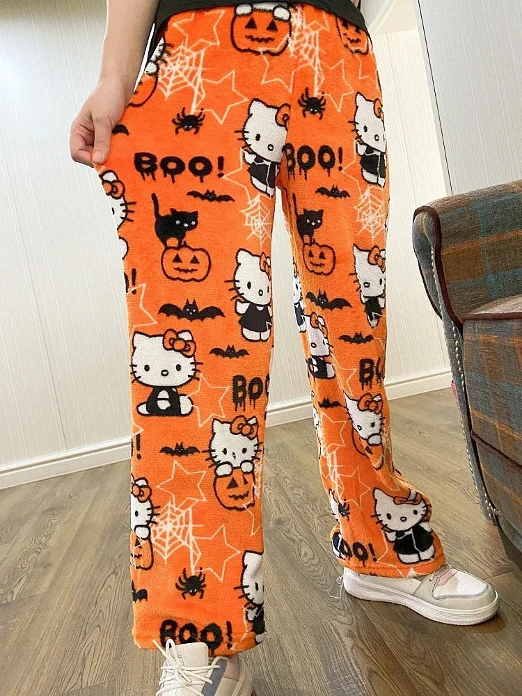 Warm Hello Kitty Y2K Flannel Pajama Pants: Autumn Fashion