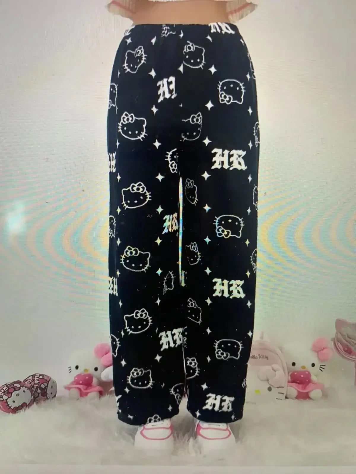 Women's Autumn Fashion: Hello Kitty Y2K Flannel Pajama Pants