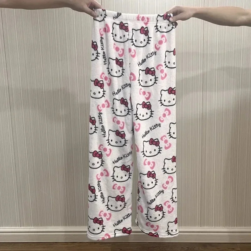 Cozy Hello Kitty Y2K Flannel Pajama Pants for Women