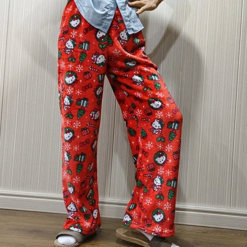 Hello Kitty Y2K Flannel Pajama Pants: Women's Autumn Fashion