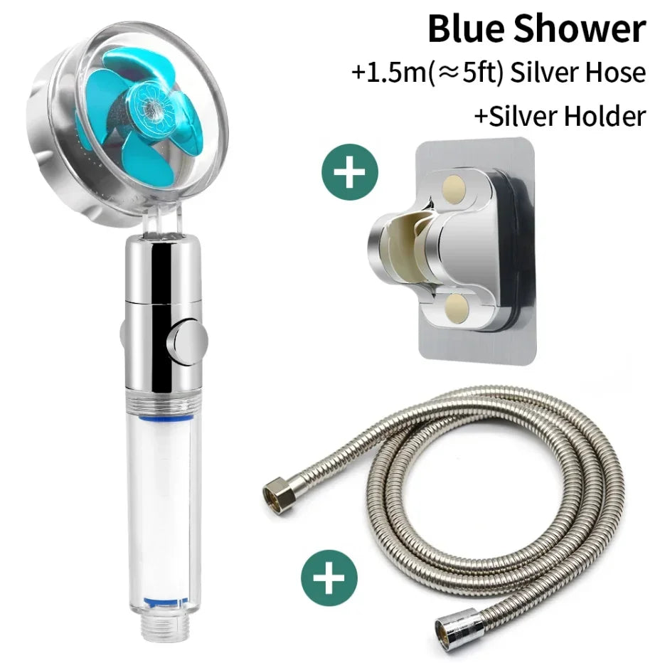 Spinning Shower Head: Handheld Propeller Turbo Fan Hydrojet