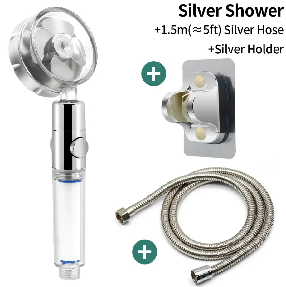 Handheld Turbo Fan High-Pressure Hydrojet Spinning Shower Head