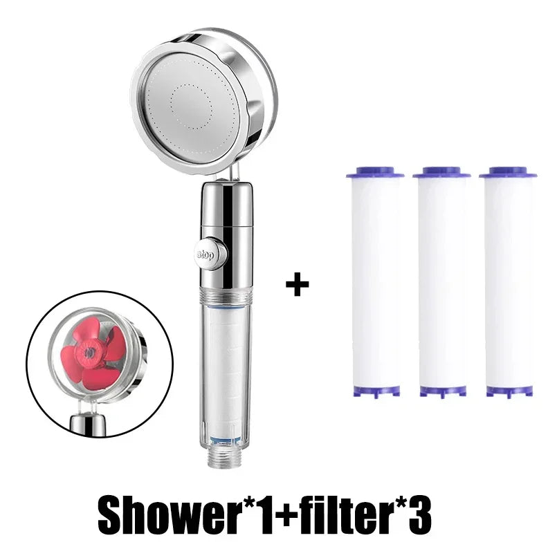 High-Pressure Handheld Propeller Turbo Fan Spinning Shower Head