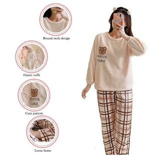 Women's Winter Pajamas: Cozy Cartoon Flannel Loungewear Set