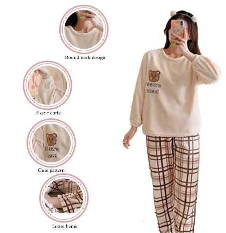 Women's Winter Pajamas: Cozy Cartoon Flannel Loungewear Set