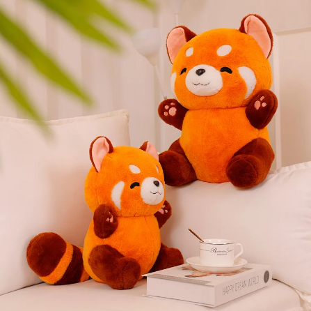 Fluffy Red Raccoon Plush Toy for Kids