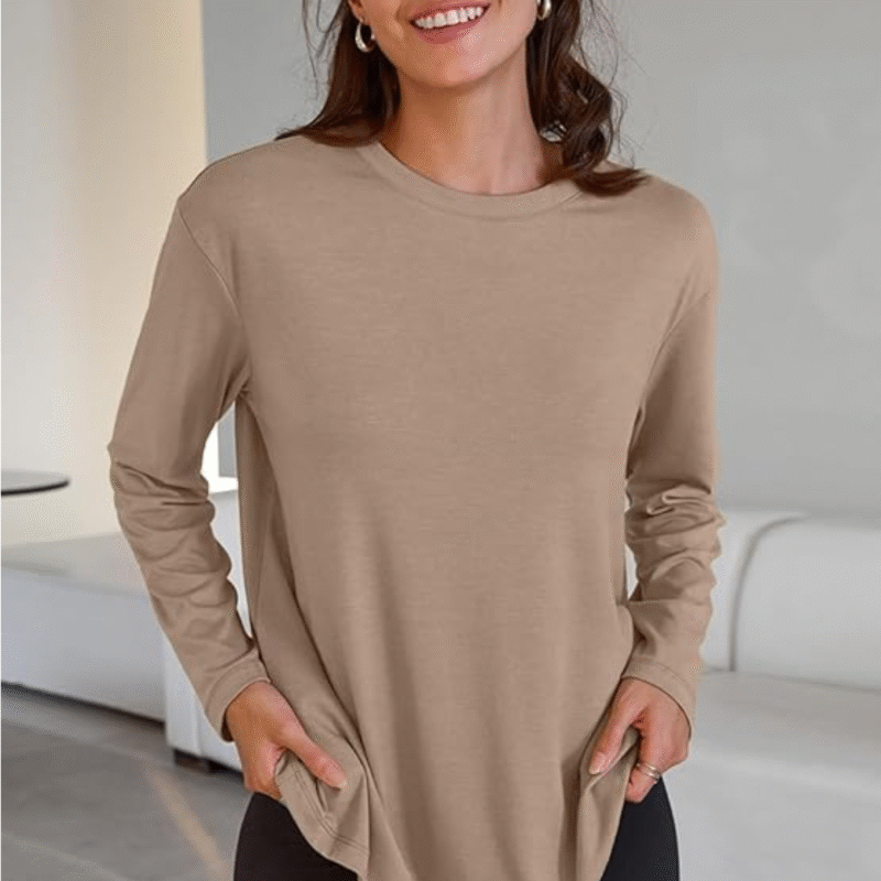 Trendy Queen Womens Oversized Long Sleeve T Shirts 2025 Basic Crewneck Tee Fall Tops Casual Workout Y2K Clothes(Large) - Image 4