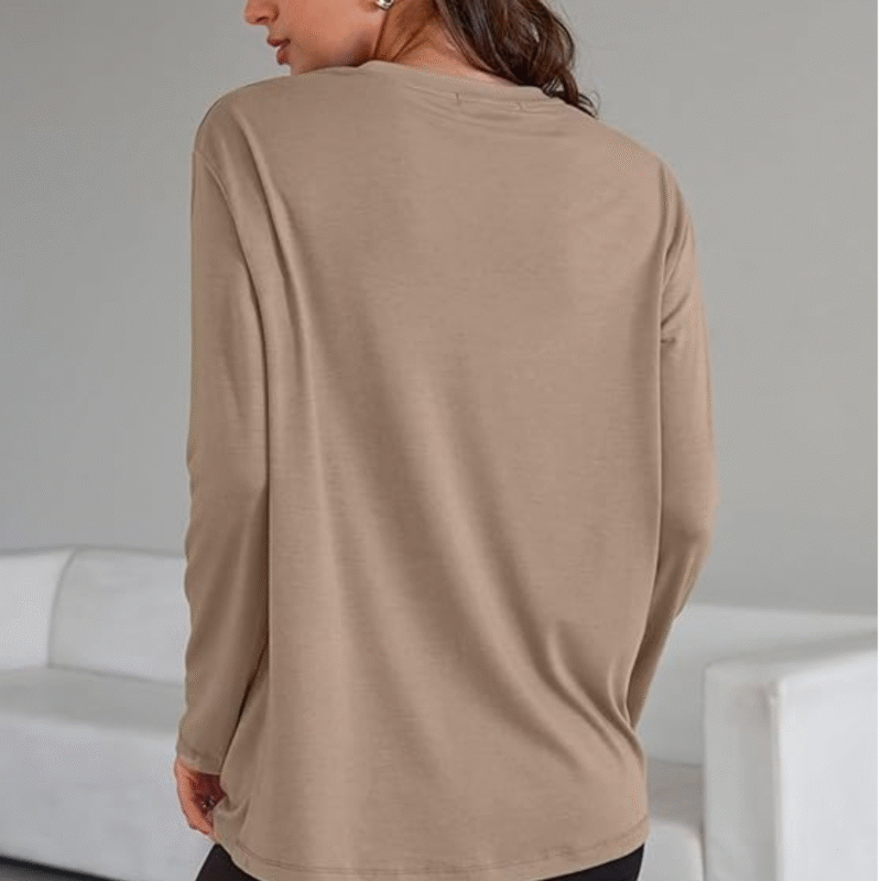 Trendy Queen Womens Oversized Long Sleeve T Shirts 2025 Basic Crewneck Tee Fall Tops Casual Workout Y2K Clothes(Large) - Image 2
