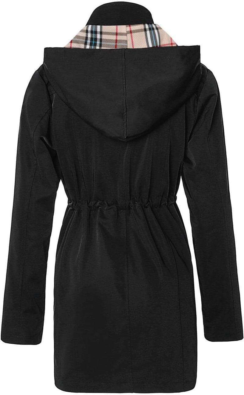 SaphiRose Women's Long Hooded Rain Jacket Outdoor Raincoat Windbreaker(Large) - Image 2