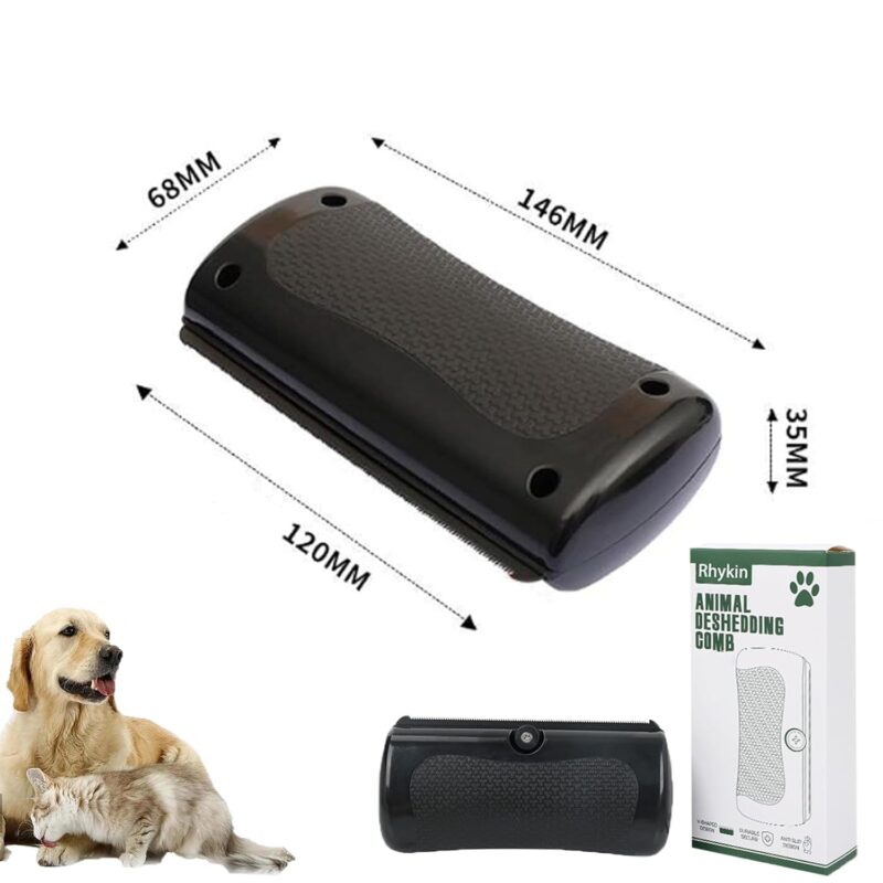 Brush for Pets, Rhykin Dog Deshedding Brush, 2025 New Dog Shedding & Grooming Supplies for Cats, Dogs, Rabbits, Horses, V Tooth Hair Removal Tool for Matted & Loose Hair (Black) - Image 9