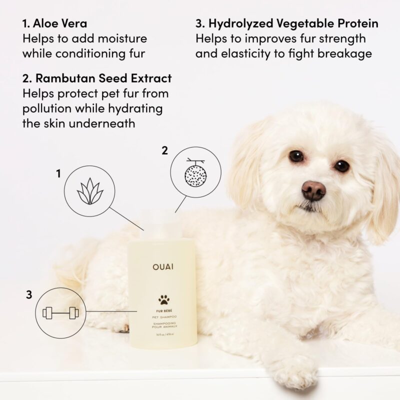 OUAI Fur Bébé Pet Shampoo, Mercer Street Scent - Dog Shampoo and Coat Wash for Hydrating, Cleansing and Adding Shine - Pet Supplies by OUAI (16 Fl Oz) - Image 3
