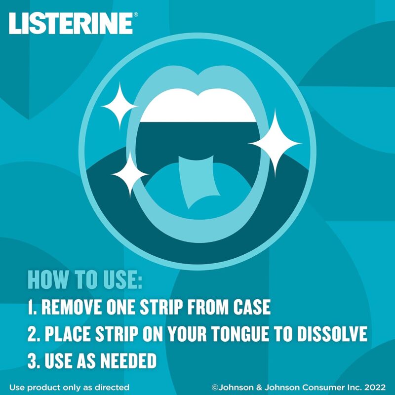 Listerine PocketPaks Cool Mint Breath Strips, Portable Pocket-Sized Oral Care Mouth Freshener, Dissolving Strips Kill 99% of Bad Breath Germs, Sugar Free, 3 x 24-Strip Packs - Image 3