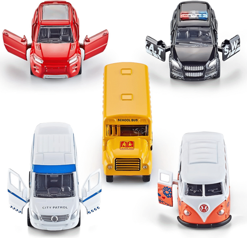 KIDAMI Die-cast Metal Toy Cars Set of 5, Openable Doors, Pull Back Car, Gift Pack for Kids (Official Car) - Image 3