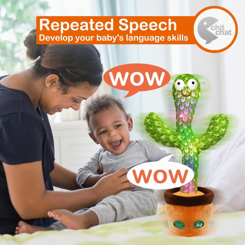 Pbooo Dancing Talking Cactus Toy,Talking Repeat Singing Sunny Cactus Toy 120 Pcs Songs for Baby 15S Record Your Sound Volume Adjustment - Image 6