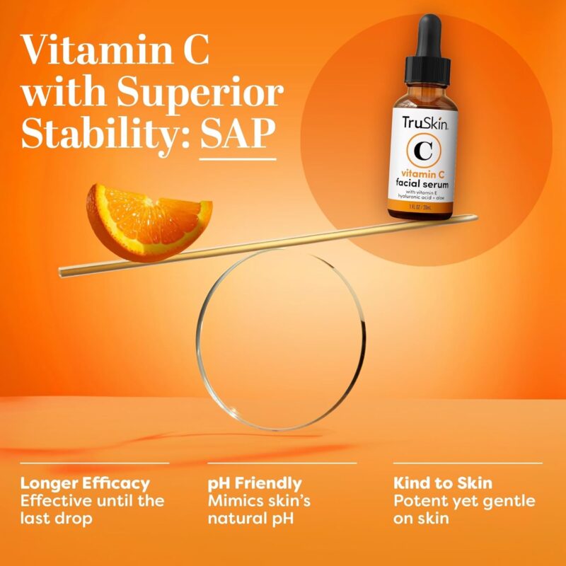 TruSkin Vitamin C Serum For Face – Anti Aging Face Serum with Vitamin C, Hyaluronic Acid, Vitamin E – Brightening Formula – Improve Appearance of Dark Spots, Tone, Fine Lines & Wrinkles, 1 Fl Oz - Image 5