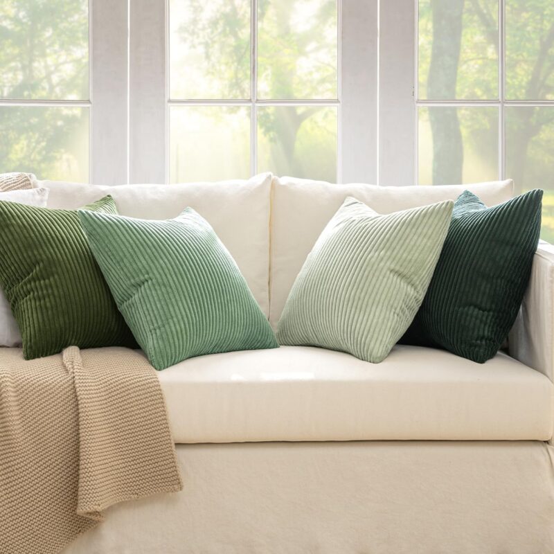 MIULEE Summer Boho Farmhouse Sage Green Throw Pillow Covers 18x18 Inch Set of 4 Mordern Nordic Cushion Covers Soft Corduroy Home Decor for Couch Bed Sofa Living Room Forest Green - Image 5