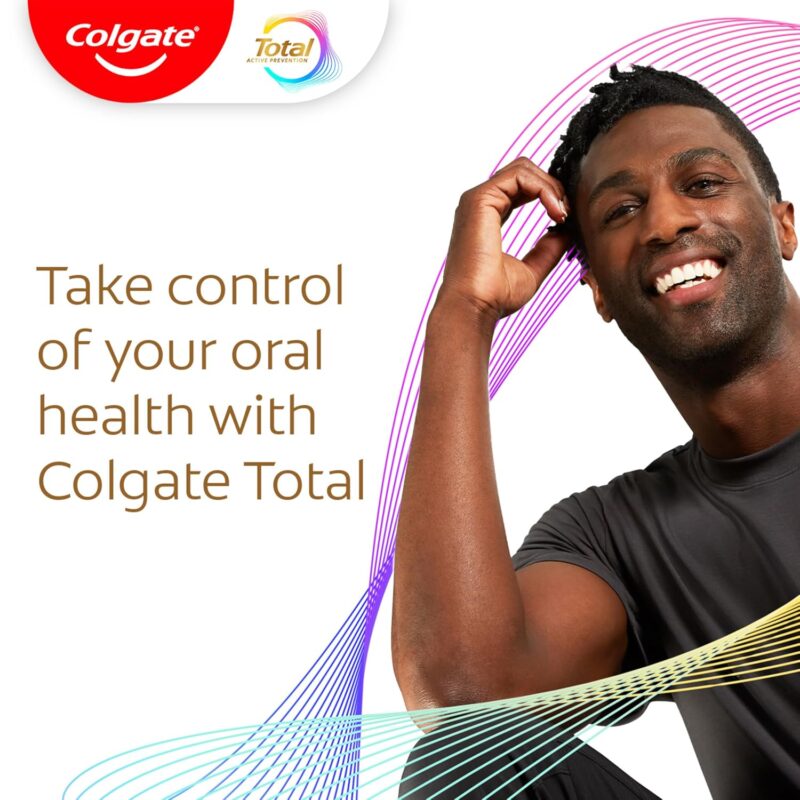 Colgate Total Active Prevention Whitening Gel Toothpaste with Fluoride, Bulk with Clinically Proven Formula That Fights Plaque Bacteria, Mint, 4 Pack, 5.1 oz - Image 4