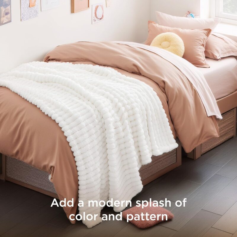 Bedsure GentleSoft White Throw Blanket for Couch - Cozy Blanket for Women, Cute Fleece Throws for Girls, Teacher Gifts Birthday Gifts for Women Men Mom, Room Home Dorm Decor, Off White, 50x60 Inches - Image 6