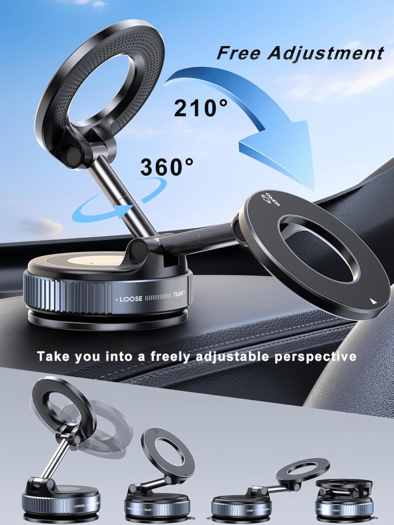 Upgraded 360° Nano Gel Vacuum Magnetic Phone Holder, Car Phone Holder for Magsafe[108+LBS Strongest Suction & 3000gf Strongest Magnetic], Suction Cup Phone Mount for Car/for iPhone 16 Pro Max - Image 9