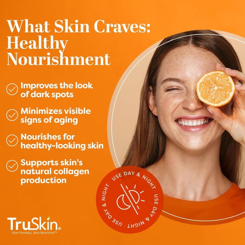 TruSkin Vitamin C Serum For Face – Anti Aging Face Serum with Vitamin C, Hyaluronic Acid, Vitamin E – Brightening Formula – Improve Appearance of Dark Spots, Tone, Fine Lines & Wrinkles, 1 Fl Oz - Image 3