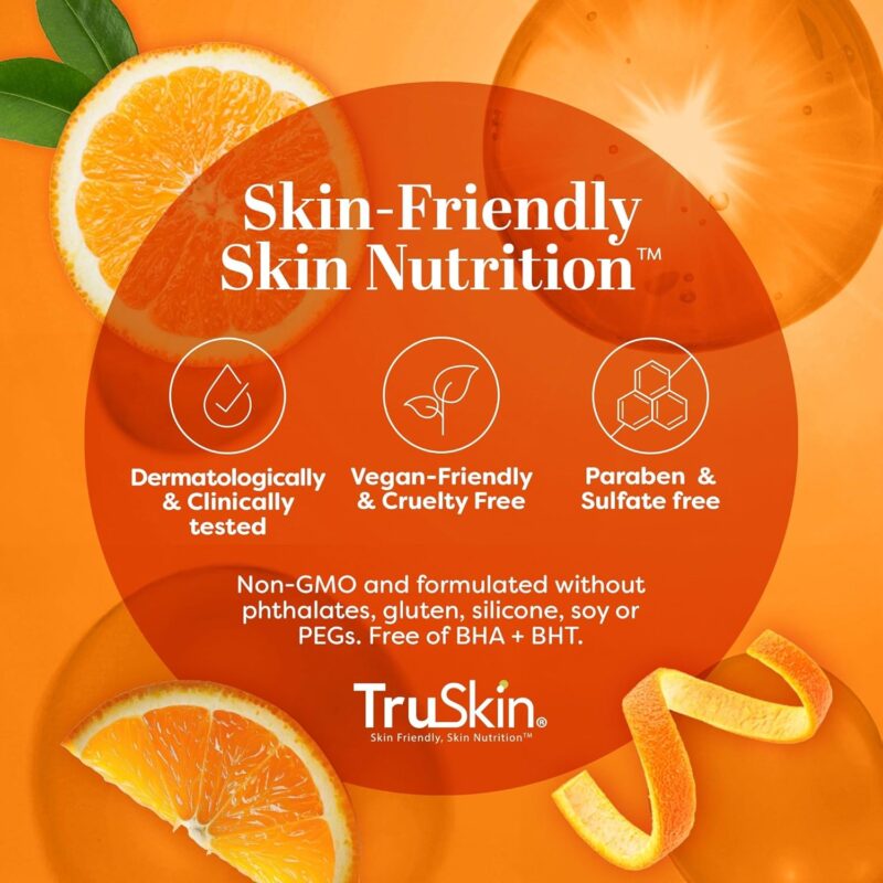 TruSkin Vitamin C Serum For Face – Anti Aging Face Serum with Vitamin C, Hyaluronic Acid, Vitamin E – Brightening Formula – Improve Appearance of Dark Spots, Tone, Fine Lines & Wrinkles, 1 Fl Oz - Image 6