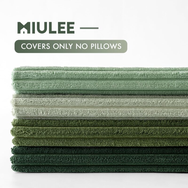 MIULEE Summer Boho Farmhouse Sage Green Throw Pillow Covers 18x18 Inch Set of 4 Mordern Nordic Cushion Covers Soft Corduroy Home Decor for Couch Bed Sofa Living Room Forest Green - Image 6