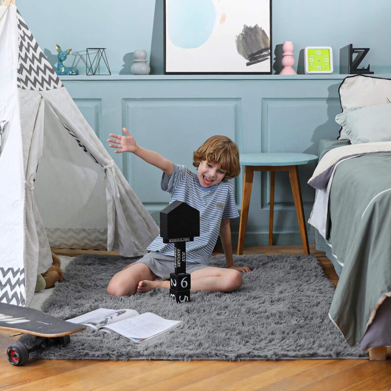 Ophanie Area Rugs for Living Room Bedroom, Upgrade Non-Slip Fluffy Soft Grey Shag Carpet, Indoor Floor Gray 4x6 Fuzzy Shaggy Living Room Plush Rug for Kids Home Dorm Decor Aesthetic - Image 6