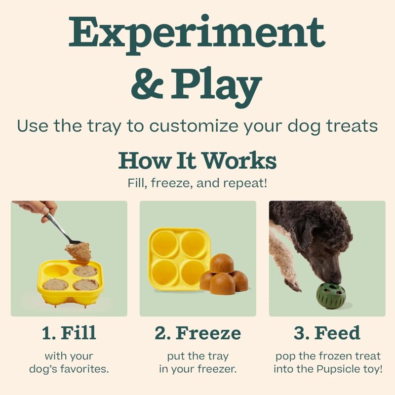 WOOF Starter Pack - Interactive Dog Toys for Boredom - Dog Treat Molds Silicone - Chicken-Flavored Healthy Treats for Dogs - Pupsicle Doggy Enrichment Toy - for Small Pups - 10-25 lbs - Image 6