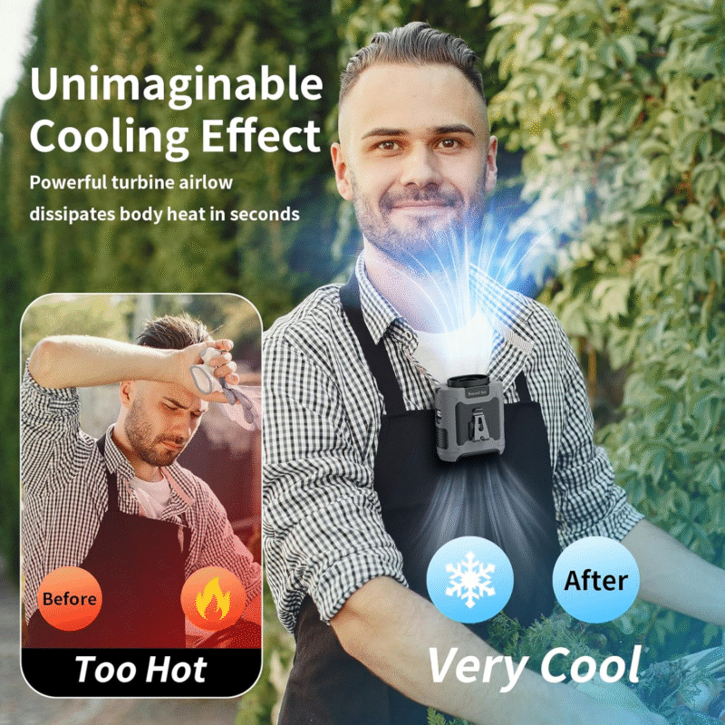 Socool 10000mAh Portable Waist Fan Clip on Wearable Belt Personal Fan Rechargeable Battery operated With 5 Speeds & Flashlight Neck Hands-Free 40H Cooling For Outdoor Camping Travel (Gray） - Image 4