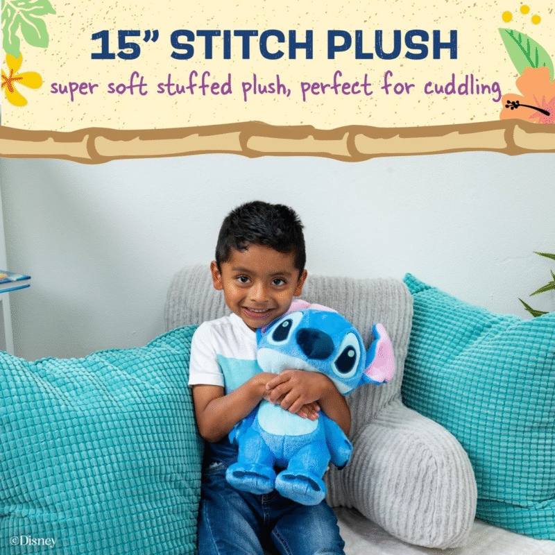 Disney Baby Lilo & Stitch Soft Huggable Stuffed Animal Cute Plush Toy for Toddler Boys and Girls, Gift for Kids, Blue Stitch 15 Inches - Image 3