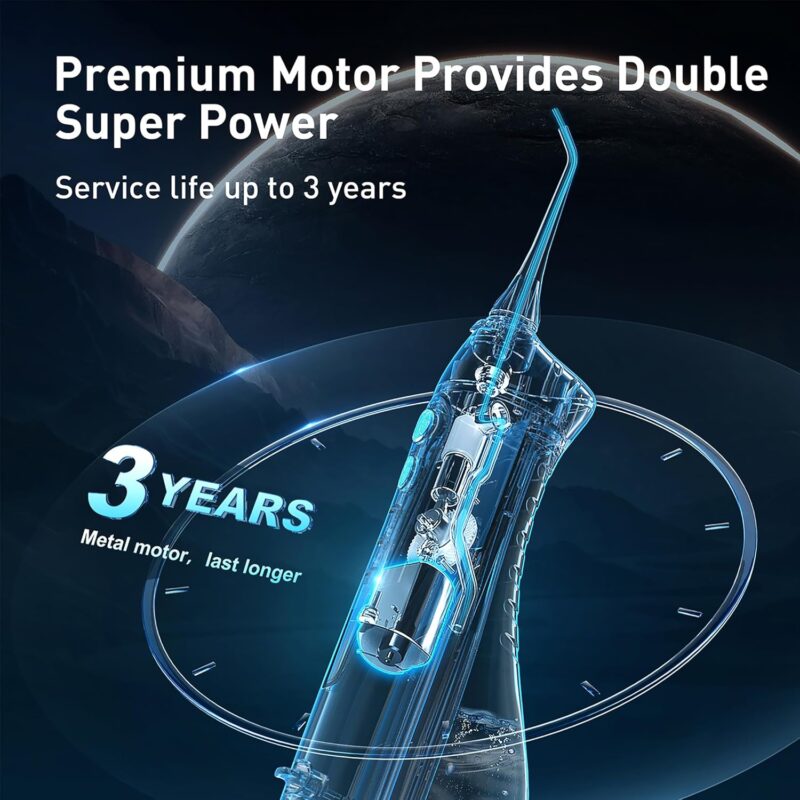 COSLUS Water Dental Flosser Teeth Pick: Portable Cordless Oral Irrigator 300ML Rechargeable Travel Irrigation Cleaner IPX7 Waterproof Electric Flossing Machine for Teeth Cleaning C20(F5020E) - Image 7