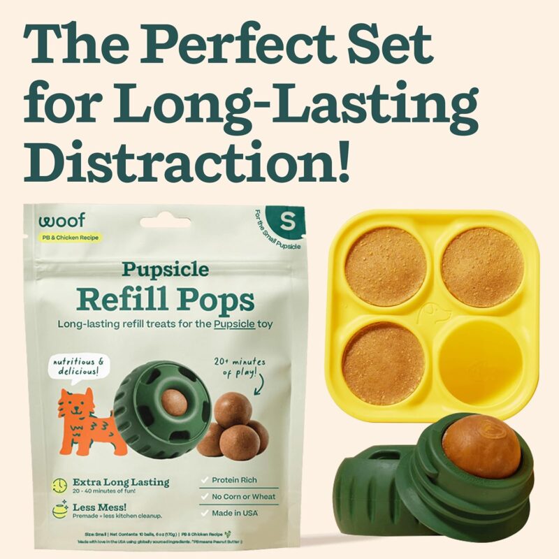 WOOF Starter Pack - Interactive Dog Toys for Boredom - Dog Treat Molds Silicone - Chicken-Flavored Healthy Treats for Dogs - Pupsicle Doggy Enrichment Toy - for Small Pups - 10-25 lbs - Image 2