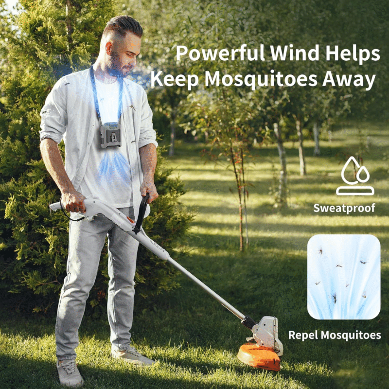 Socool 10000mAh Portable Waist Fan Clip on Wearable Belt Personal Fan Rechargeable Battery operated With 5 Speeds & Flashlight Neck Hands-Free 40H Cooling For Outdoor Camping Travel (Gray） - Image 3