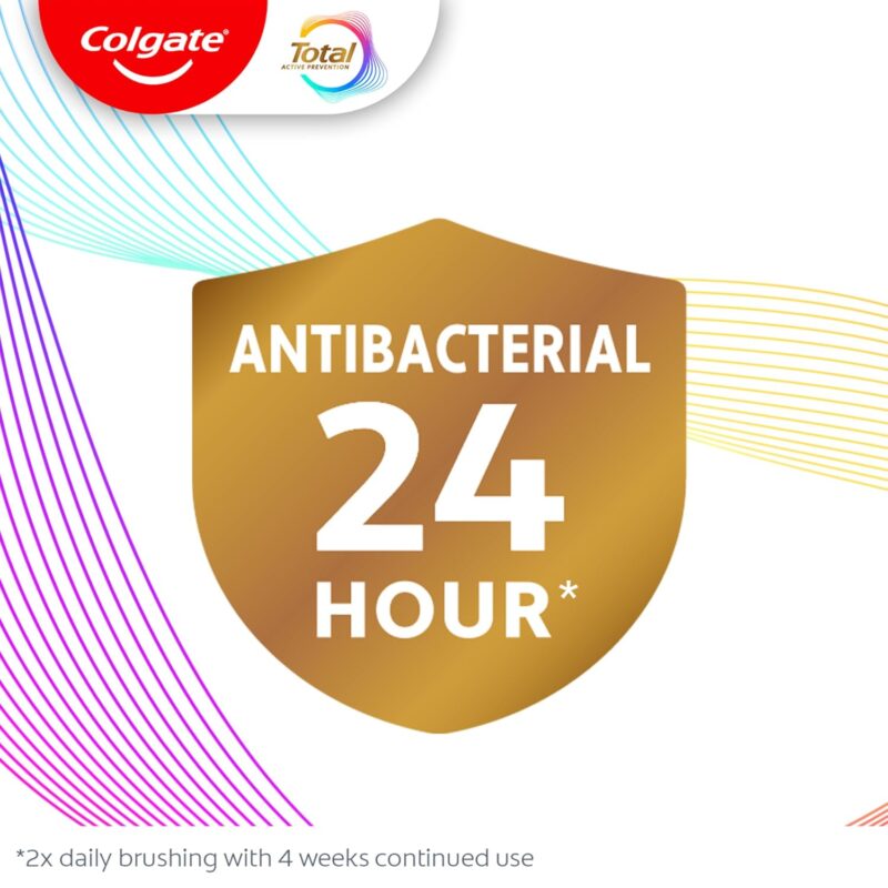Colgate Total Active Prevention Whitening Gel Toothpaste with Fluoride, Bulk with Clinically Proven Formula That Fights Plaque Bacteria, Mint, 4 Pack, 5.1 oz - Image 6