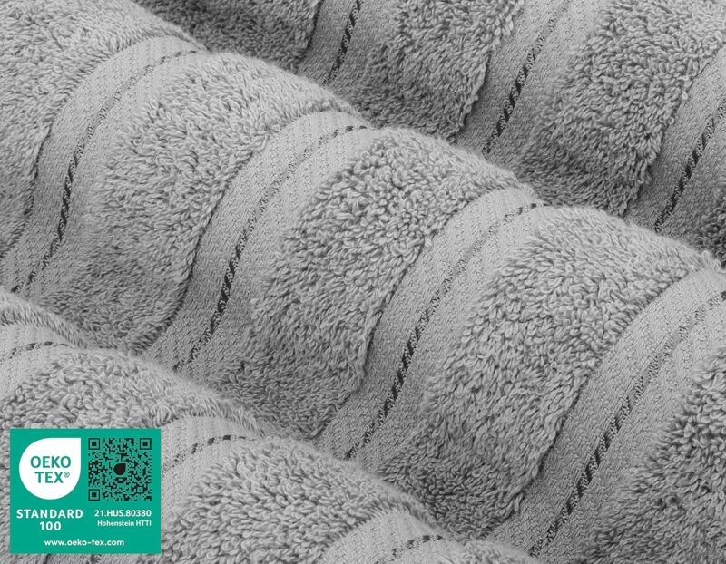 American Soft Linen Luxury 6 Piece Towel Set, 2 Bath Towels 2 Hand Towel 2 Washcloths, 600 GSM 100% Cotton Turkish Towels for Bathroom, Light Grey Towel Sets - Image 3