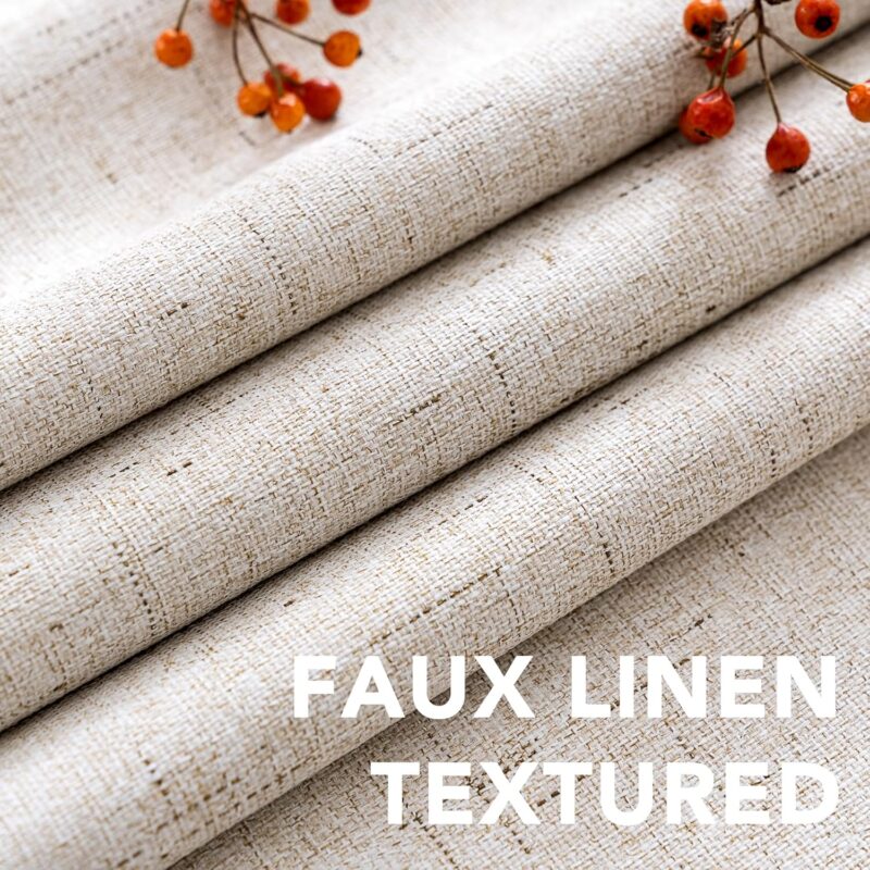 H.VERSAILTEX Linen 100% Blackout Curtains for Bedroom Full Light Blocking Curtains, Textured Window Curtain for Living Room 84 inch Grommet, Energy Efficient Curtains White Liner(2 Panels, Natural) - Image 4