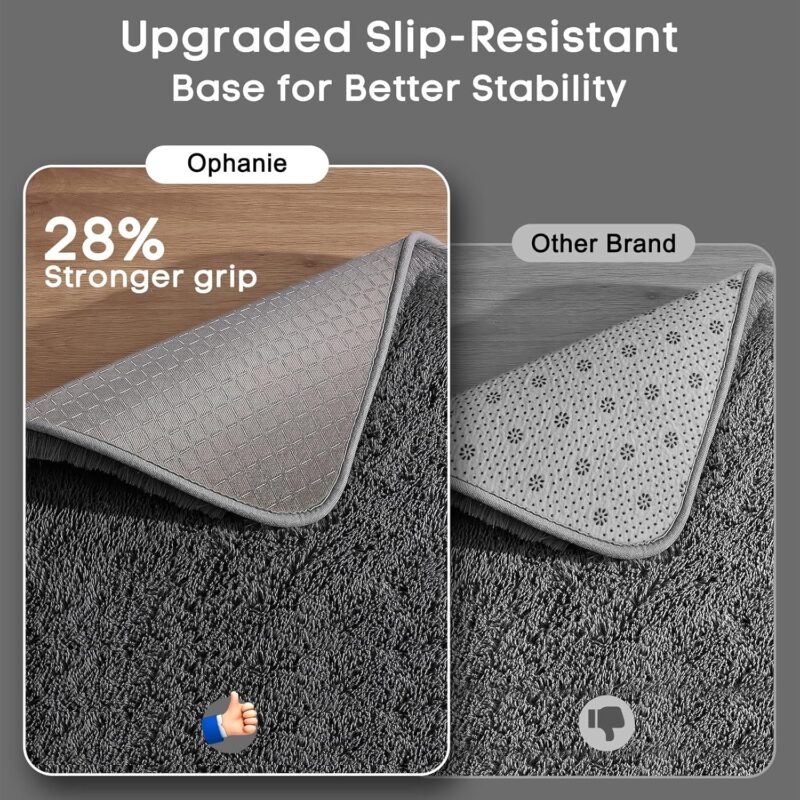 Ophanie Area Rugs for Living Room Bedroom, Upgrade Non-Slip Fluffy Soft Grey Shag Carpet, Indoor Floor Gray 4x6 Fuzzy Shaggy Living Room Plush Rug for Kids Home Dorm Decor Aesthetic - Image 3