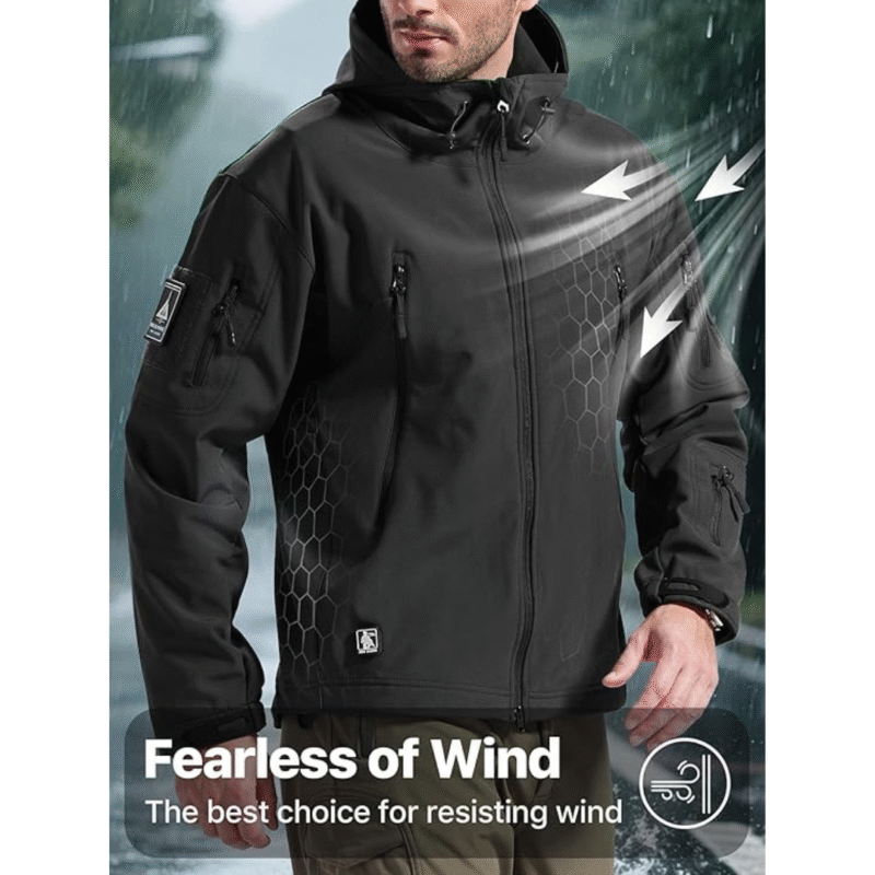 FREE SOLDIER Men's Outdoor Waterproof Soft Shell Hooded Military Tactical Jacket(Large) - Image 4