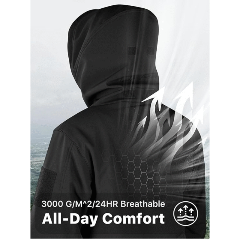 FREE SOLDIER Men's Outdoor Waterproof Soft Shell Hooded Military Tactical Jacket(Large) - Image 5