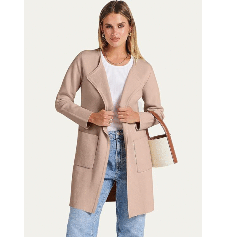 ANRABESS Womens Cardigan Sweater Open Front Knit Long Coatigan Dressy Casual Jacket Coat 2025 Fall Outfits Classy Clothes(Large) - Image 2