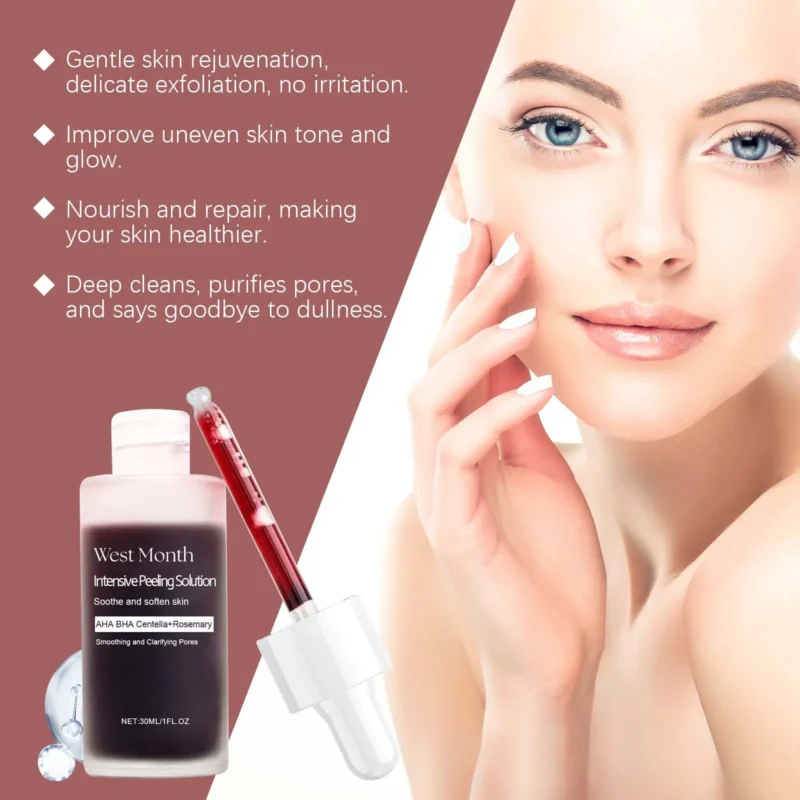 West&Month 30ml Exfoliating Face Serum Improve Dullness AHA BHA Repairing Face Shrink Pores Moisturizing Soothe Facial Serum - Image 2