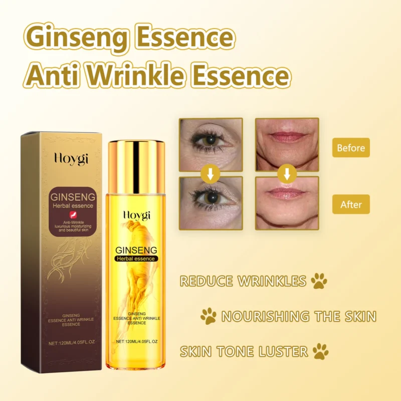 Hoygi 120ml Ginseng Anti Wrinkles Face Serum Fade Fine Lines Repair Face Dullness Hydration Brighten Moisturizing Facial Serum - Image 2