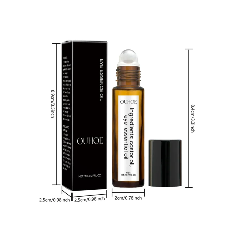 Ouhoe 8ml Castor Oil Anti Dark Circles Eye Serum Roller Moisturize Skin Tighten Remove Eye Bag Puffiness Nourishing Eye Serum - Image 6
