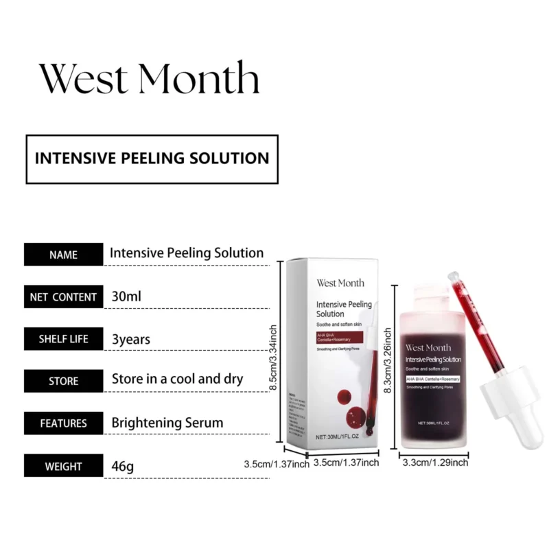 West&Month 30ml Exfoliating Face Serum Improve Dullness AHA BHA Repairing Face Shrink Pores Moisturizing Soothe Facial Serum - Image 6