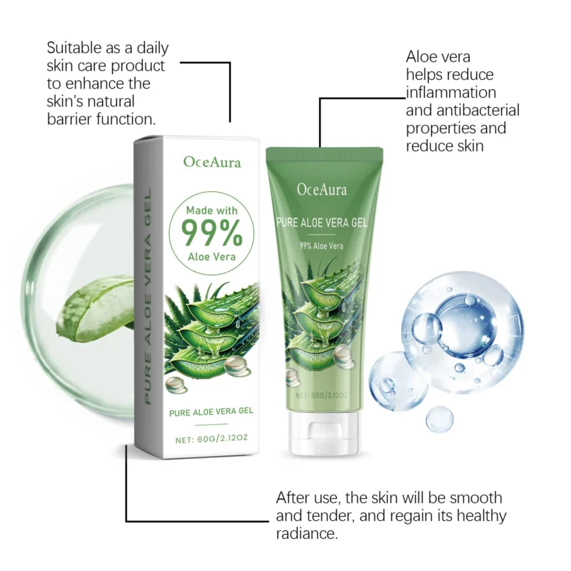 Oceaura Alore Vera Skin Care Gel Daily Moisturize Improve Skin Texture Repair Sunburn Skin Soothing Relief Redness Aloe Vera Gel - Image 3