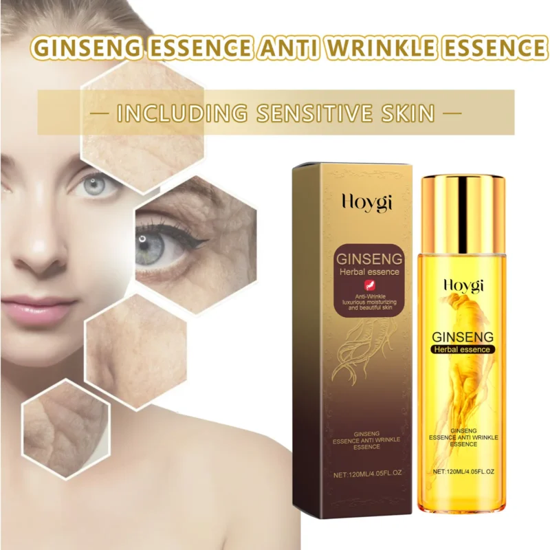Hoygi 120ml Ginseng Anti Wrinkles Face Serum Fade Fine Lines Repair Face Dullness Hydration Brighten Moisturizing Facial Serum - Image 3