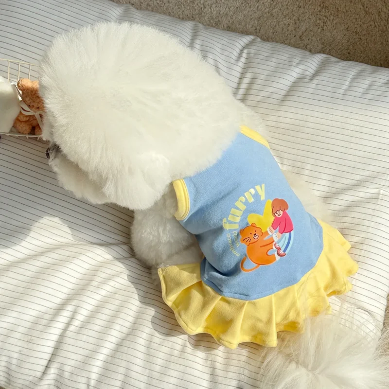 Dog Summer Clothes Puppy Sleeveless Striped Vest T-Shirt Pet Tutu Skirt Cat Dresses Suitable for Small Medium Cat Dog - Image 4