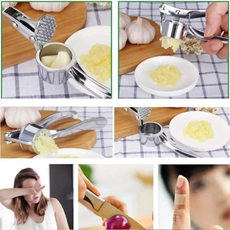 Manual Garlic Press Stainless Steel Garlic Crusher Ginger Squeezer Garlic Grinder Mincer Kitchen Gadgets - Image 3