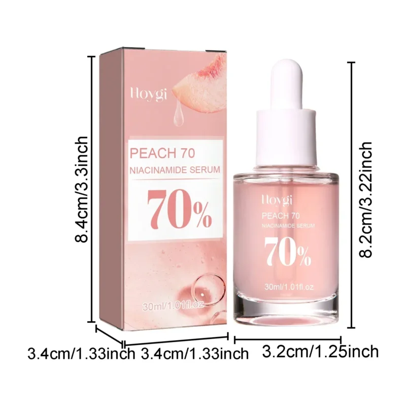 Peach 70% Niacinamide Facial Serum Brightening Skin Care Moisturzing Shrink Pores Smooth Fade Melanin Dark Spot Remover Serum - Image 6
