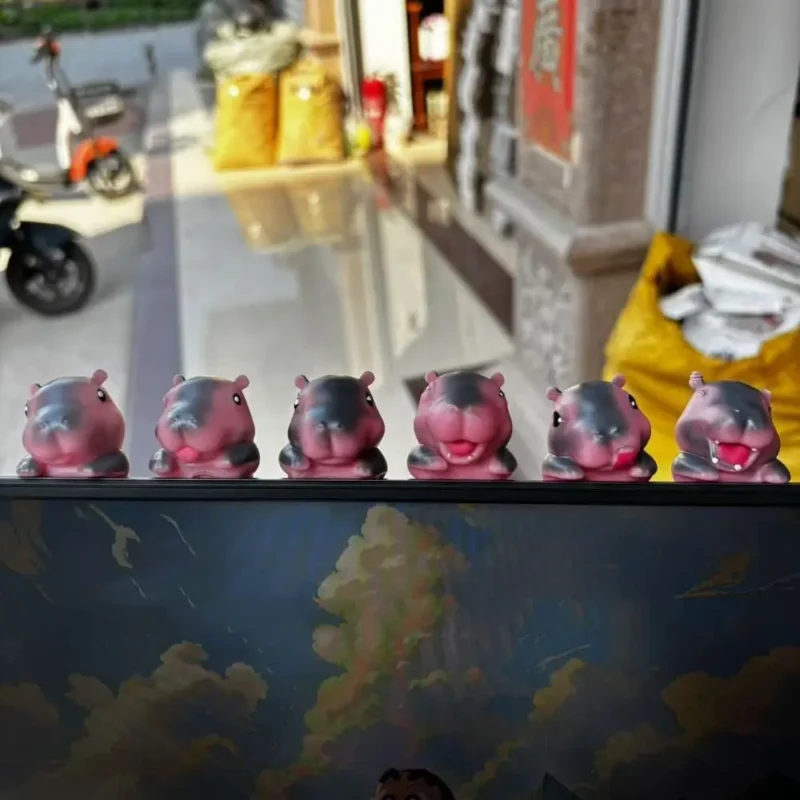 3D Desk Toy Computer Monitor Decor Navigator Screen Cartoon Moo Deng Screen Figurine Kawaii Mini Dolls Moo Deng Hippo Figurine - Image 4